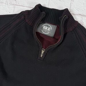 Buckle BKE Athletic Fit Mens XL 1/4 Zip Pullover Sweater Black/Red 100% Cotton